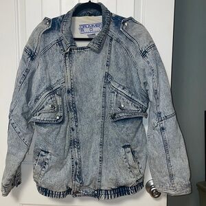 VTG Drummer Boy 80's Acid Wash Denim Bomber Jacket